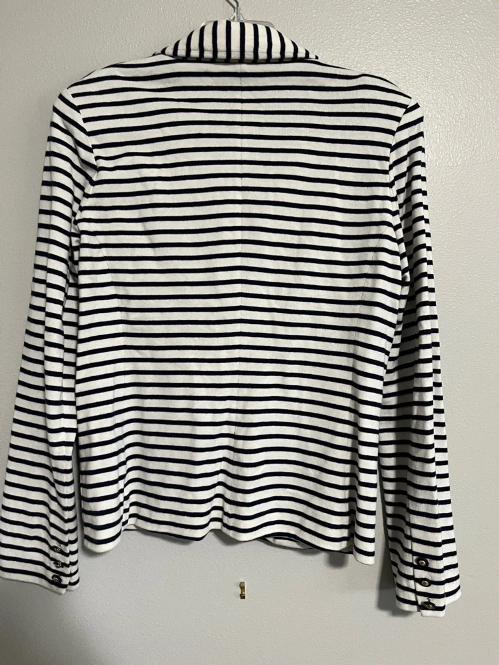 Tory Burch Black and White Striped Blazer